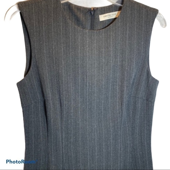 Centre Ville Paris Gray Pinstriped Sheath Dress, S - Picture 2 of 6